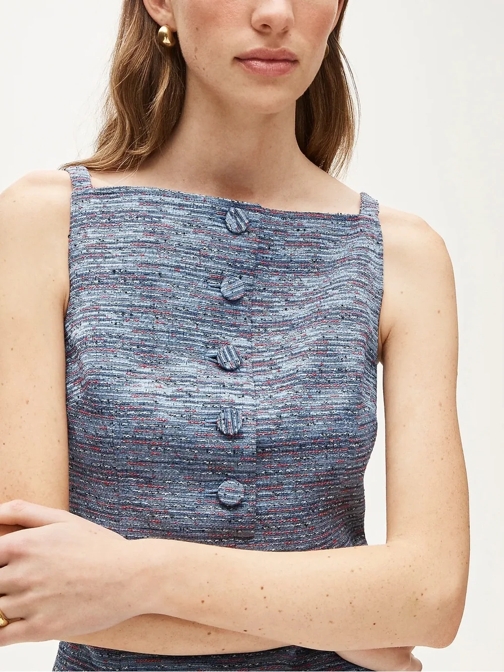 J. Crew Blue Tweed Sleeveless Mini Dress